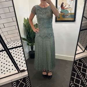 Pisarro Nights Sage Embellished Midi Dress